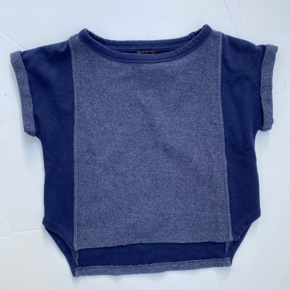 Banana Republic Tops - Banana republic oversized cap sleeve sweater top navy blue S petite